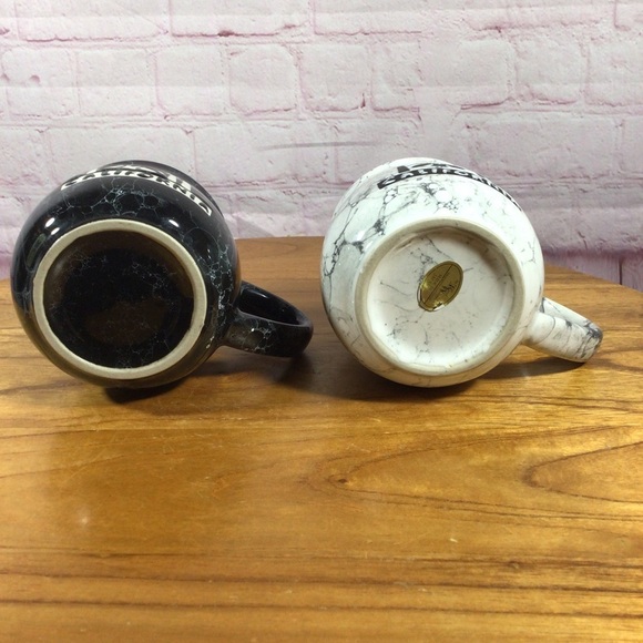 California Black and White Marble Look Embossed Ceramic Mugs - Set of 2 - Picture 8 of 9